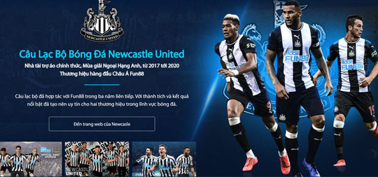 Fun88 gia hạn tài trợ áo đấu CLB Newcastle United
